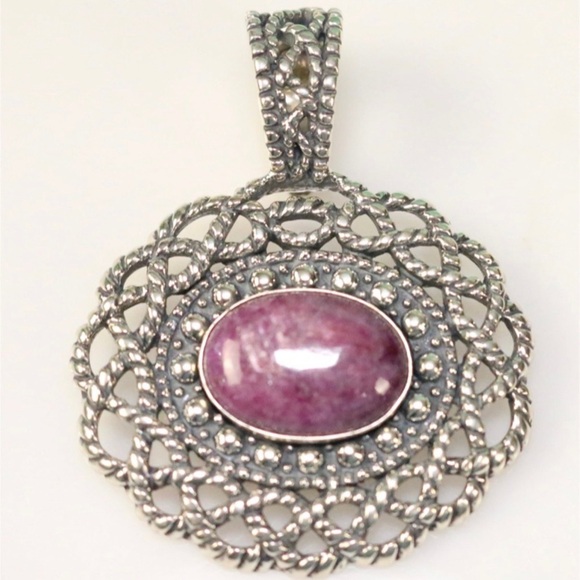 New Carolyn Pollack Sincerely Southwest Purple Large Solid sterling Pendant - Picture 1 of 3